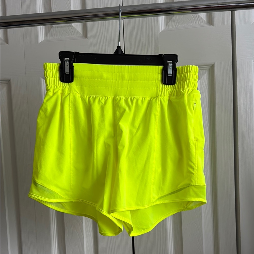 Lululemon Yellow Shorts with Moisture Wicking Fabric and Comfortable Fit